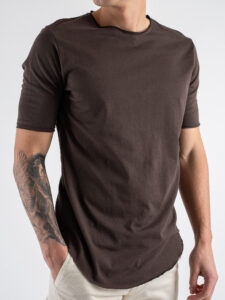 IMPERIAL T-shirt basica con fondo stondato a taglio vivo TB92IFFL Moro (2)