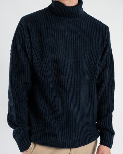 Maglione dolcevita tinta unita HE325 Blu