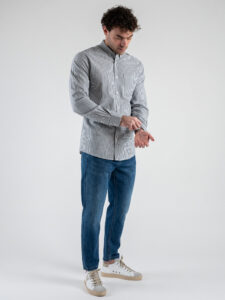 ONLY&SONS Camicia in cotone rigata con taschino frontale ALVARO 22023977 Dark NavyWhite (2)