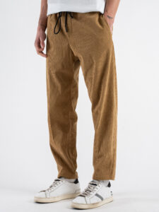 Pantalaccio in velluto a coste con gamba morbida e coulisse in vita GP2171 Cammello 2 (2)