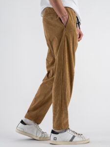 Pantalaccio in velluto a coste con gamba morbida e coulisse in vita GP2171 Cammello 2 (4)