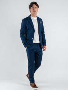 BERNA Abito tecnico leggero con giacca + pantalone con elastico in vita 251117 Blu Cina (5)
