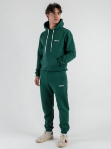 BERNA Felpa cappuccio in cotone con logo sul cuore 251073 Evergreen (2)