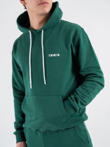 BERNA Felpa cappuccio in cotone con logo sul cuore 251073 Evergreen (3)