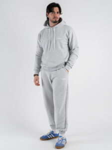 BERNA Felpa cappuccio in cotone con logo sul cuore 251073 Grigio Melange (1)