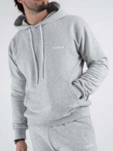 BERNA Felpa cappuccio in cotone con logo sul cuore 251073 Grigio Melange (2)