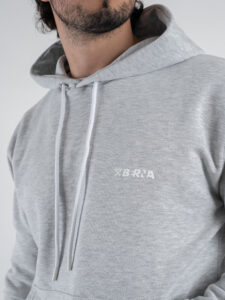 BERNA Felpa cappuccio in cotone con logo sul cuore 251073 Grigio Melange (3)