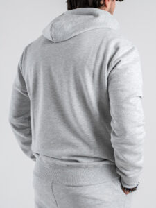 BERNA Felpa cappuccio in cotone con logo sul cuore 251073 Grigio Melange (5)