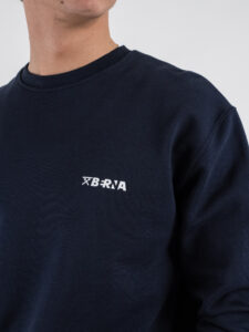 BERNA Felpa girocollo in cotone con logo sul cuore 251075 Blu (1)