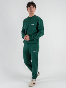 BERNA Felpa girocollo in cotone con logo sul cuore 251075 Evergreen (2)