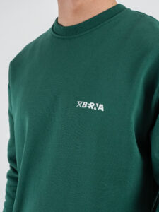 BERNA Felpa girocollo in cotone con logo sul cuore 251075 Evergreen (4)