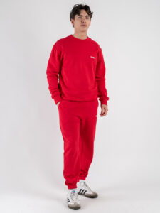 BERNA Felpa girocollo in cotone con logo sul cuore 251075 Rosso (1)