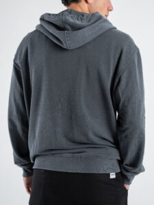 BERNA Felpa in cotone con cappuccio, zip e patch sulla manica 251239 Grigio Stone (6)