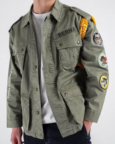 BERNA Giacchetta con ricamo sul retro e patch sulla manica 251242 Verde 2 1 Nuovi Arrivi