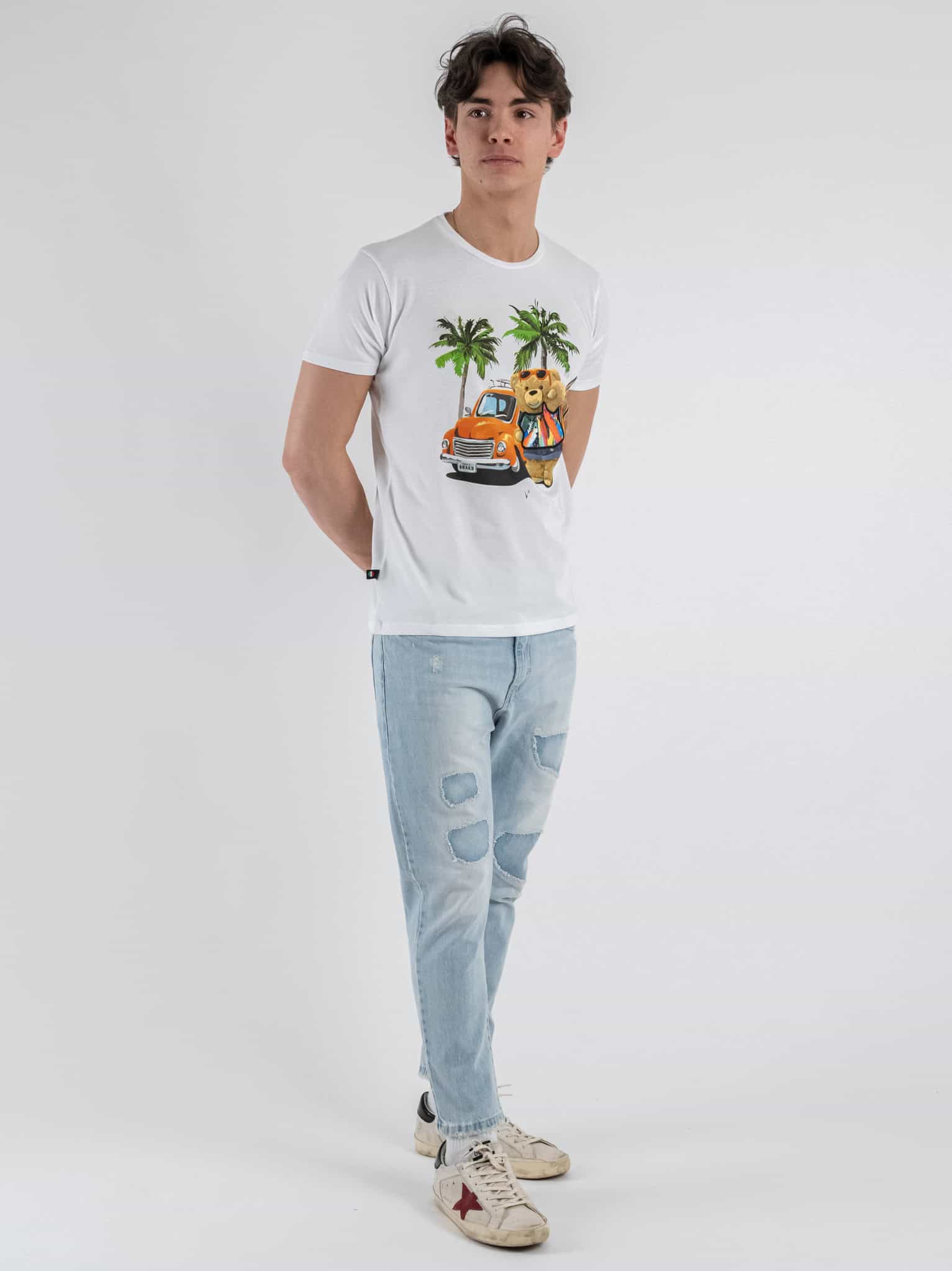 BERNA Jeans cropped chiaro con finte rotture 251049 Azzurro chiaro 1 Home