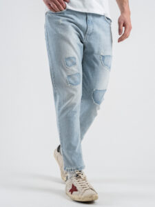 BERNA Jeans cropped chiaro con finte rotture 251049 Azzurro chiaro (3)