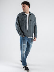BERNA Jeans slavato con finte rotture 251047 Azzurro (1)