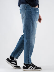 BERNA Jeans slavato con finte rotture 251047 Azzurro (4)