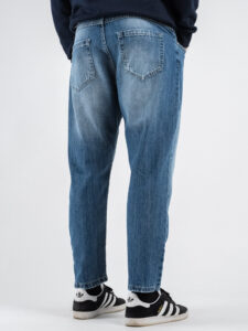 BERNA Jeans slavato con finte rotture 251047 Azzurro (5)