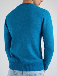 BERNA Maglione girocollo rasato leggero 251035 Azzurro (1)