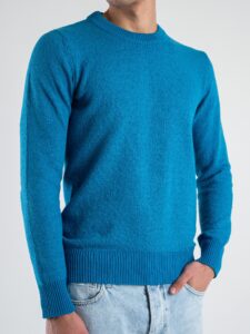 BERNA Maglione girocollo rasato leggero 251035 Azzurro (3)