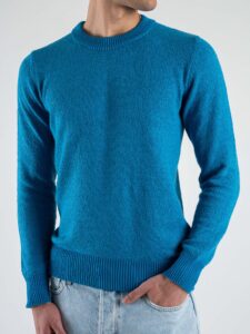 BERNA Maglione girocollo rasato leggero 251035 Azzurro (4)
