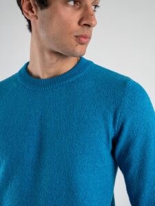 BERNA Maglione girocollo rasato leggero 251035 Azzurro (5)
