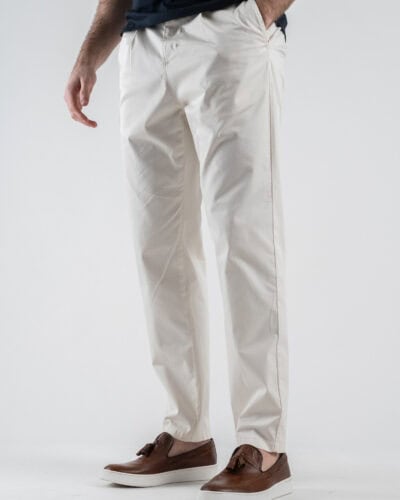 BERNA Pantalone in cotone leggero con pences 251104 Latte 2 Nuovi Arrivi