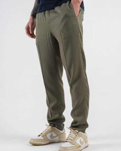 BERNA Pantalone leggero con coulisse in tessuto tencel 251089 Militare 1 Nuovi Arrivi