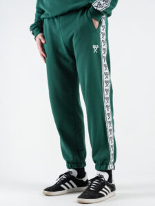 BERNA Pantalone tuta in cotone con banda laterale 251066 Evergreen (2)