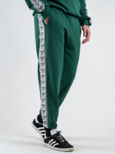 BERNA Pantalone tuta in cotone con banda laterale 251066 Evergreen (3)