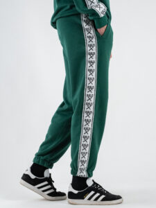 BERNA Pantalone tuta in cotone con banda laterale 251066 Evergreen (4)