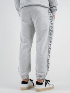 BERNA Pantalone tuta in cotone con banda laterale 251066 Grigio Melange (2)
