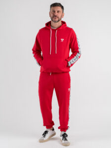 BERNA Pantalone tuta in cotone con banda laterale 251066 Rosso