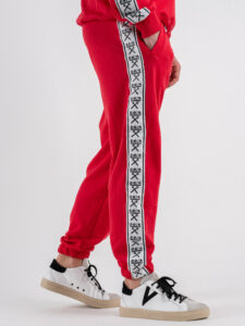 BERNA Pantalone tuta in cotone con banda laterale 251066 Rosso (4)