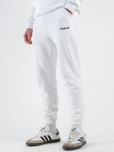 BERNA Pantalone tuta in cotone con polsino sul fondo 251071 Bianco (2)