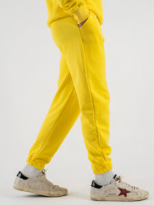 BERNA Pantalone tuta in cotone con polsino sul fondo 251071 Giallo (4)