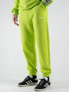 BERNA Pantalone tuta in cotone con polsino sul fondo 251071 Lime (1)