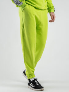 BERNA Pantalone tuta in cotone con polsino sul fondo 251071 Lime (2)