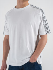 BERNA T-shirt in cotone con banda sulle maniche 251067 Bianco (2)