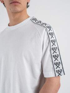 BERNA T-shirt in cotone con banda sulle maniche 251067 Bianco (3)