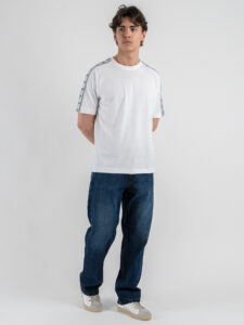 BERNA T-shirt in cotone con banda sulle maniche 251067 Bianco (5)