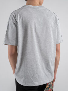 BERNA T-shirt in cotone con banda sulle maniche 251067 Grigio Melange (3)