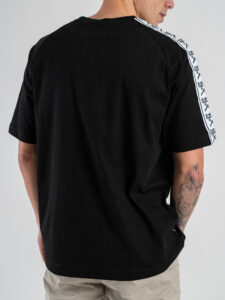 BERNA T-shirt in cotone con banda sulle maniche 251067 Nera (1)