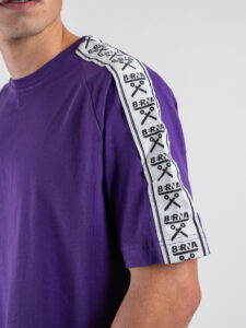BERNA T-shirt in cotone con banda sulle maniche 251067 Viola (5)