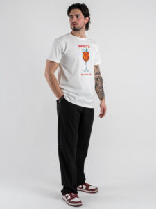 BERNA T-shirt in cotone con spacchi e stampa SPRITZ 251297 Panna (2)