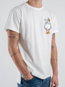 BERNA T-shirt in cotone con stampa DUCK YOU 246125 Bianca (1)