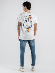 BERNA T-shirt in cotone con stampa DUCK YOU 246125 Bianca (2)