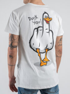 BERNA T-shirt in cotone con stampa DUCK YOU 246125 Bianca (3)