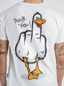 BERNA T-shirt in cotone con stampa DUCK YOU 246125 Bianca (4)
